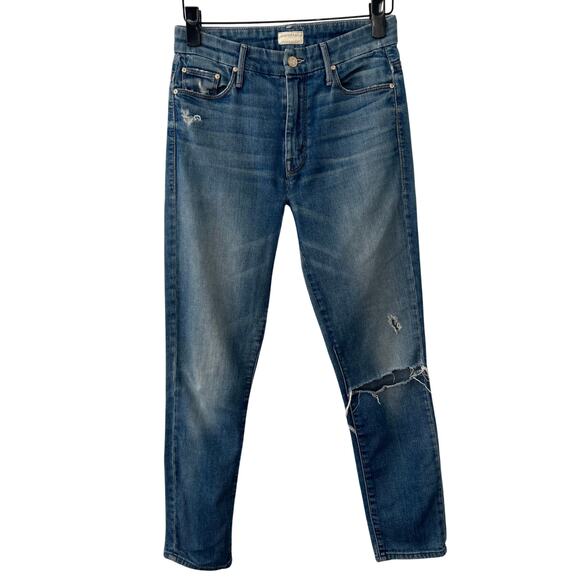 MOTHER Denim High Waisted Looker Crop Jeans in Skipping Stones Size 26 - Picture 3 of 15